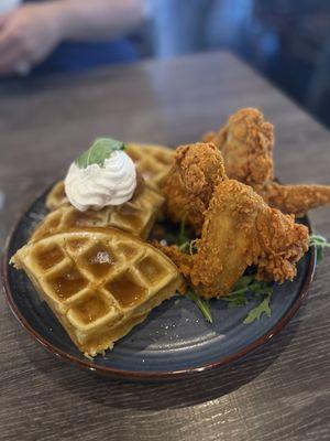 Peach cobbler chicken and waffle