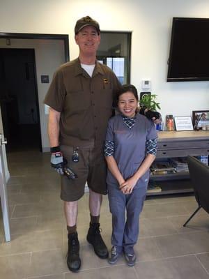 Iris with our ups man