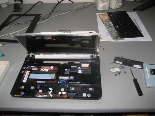 This laptop needed a new hard drive but not like 90% of other laptops this one made me disassemble the whole thing because it...