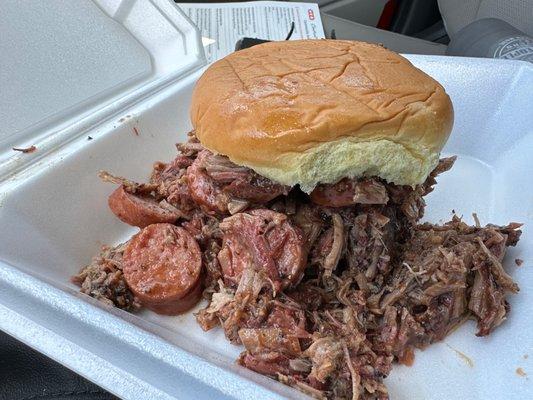 Wimbo sandwich- chopped brisket and chopped sausage!