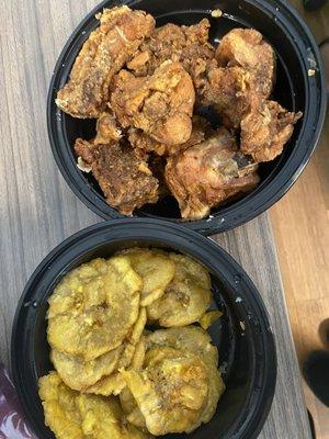 Tostones and Chicharron de Pollo con Hueso