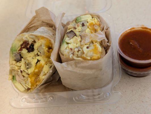 Breakfast burrito with avocado