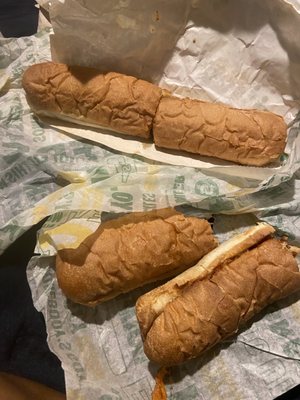 Hard sandwiches, without the bread, that I requested. I asked for Italian Herb and Cheese Bread