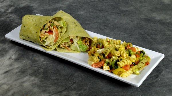 Chicken Caesar Wrap with Pasta Salad