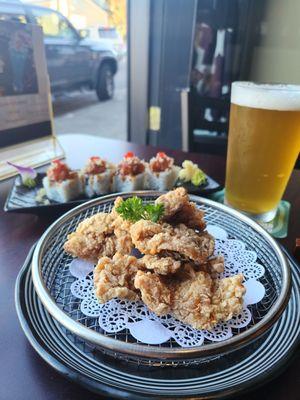 Fried Chicken Karrage with Draft beer