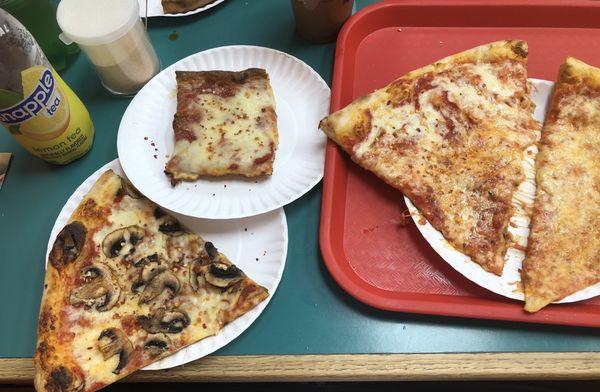 Mushroom, square and cheese slices.