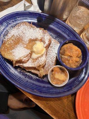 French toast with Apple cinnamon on the side.