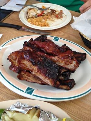 Ribs. Sweet with a good char on the outside! Great.