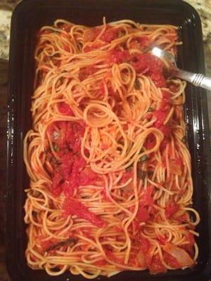 Yummy capellini pomodoro ;) huge, I ate from that box all week it was so huge....