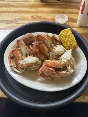 Dungeness Crab, corn and potatoes