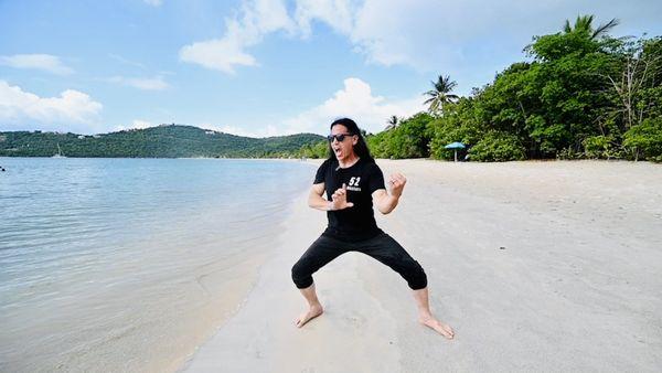 Sensei Ford filming his martial arts docu-series "52 Masters" on location in St. Thomas, US Virgin Islands.