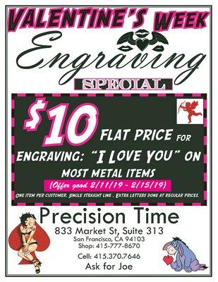 Limited time engraving offer for that special someone this Valentine season!