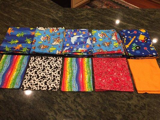 I sewed baby blankets and burp cloths for the festival of trees.