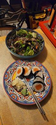 Salmon Skin Salad & Salmon Roll