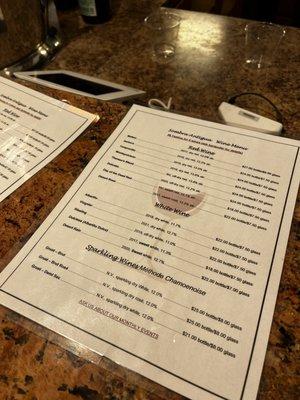 Wine Menu