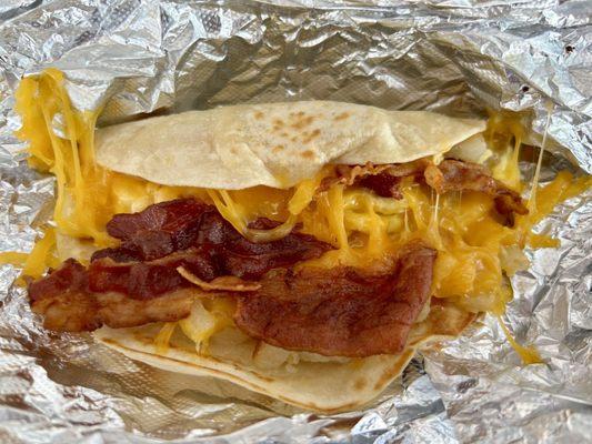 Oh the Bella Taco! Awesome! Egg, bacon, potato, cheese! Love it!!