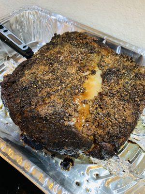 Heated prime rib from their holiday family meal offering