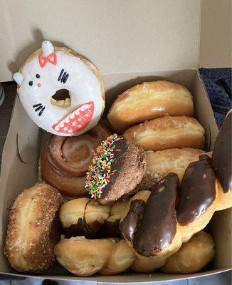 Great selection of very good donuts. The chocolate twist was very light. Not dense at all.