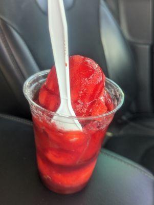 I had sour powder, watermelon and red chamoy! You literally can't go wrong with the texture of their snow cones!