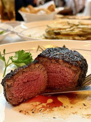 SNAKE RIVER FARMS WAGYU EYE OF RIBEYE 8oz ,28 day aged - Medium - Extra charred as per my request.   Perfection.