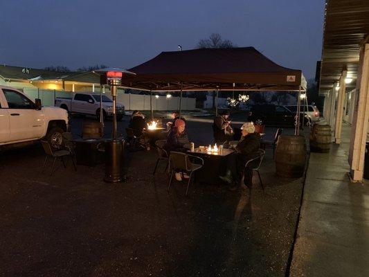 Outdoor seating for a chilly night