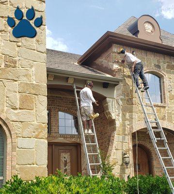 Mask and painting exterior trim for our customer Jeff in Keller, Texas.