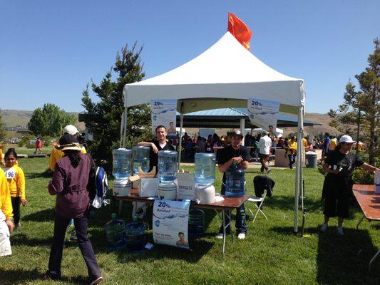 Participating on local charity run and make sure everyone is hydrated with our water delivery service.