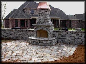 amazing outdoor handcrafter chop stone fireplace with attached wall