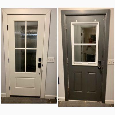 Before and after side door installation