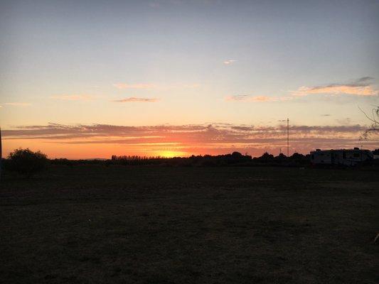 Sunset over fields.