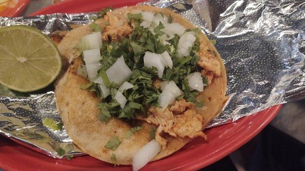 Grilled chicken street taco.