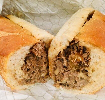 Amazing cheesesteak with mushrooms and onions