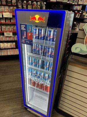 Red Bull vending display added to GameStop lobby.