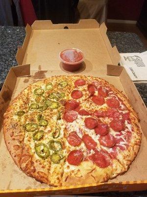 Pizza and stix deal added jalepenos