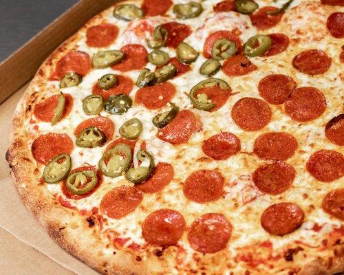 Perfect mix pepperoni and Pepperoni & Jalapenos.  Everyone is HAPPY!