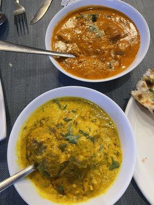 Chicken korma curry and butter chicken curry