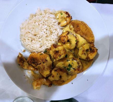 Blackened shrimp and eggplant