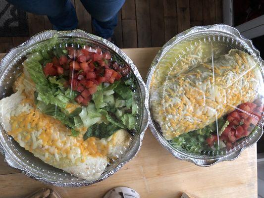 Left: burrito; Right: two enchiladas