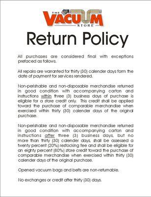 Posted Return Policy