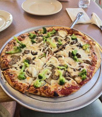 Broccoli, Mushroom, & Onion Pizza