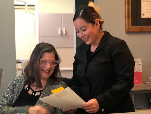 Vanessa (office manager) and Perla (dental assistant)