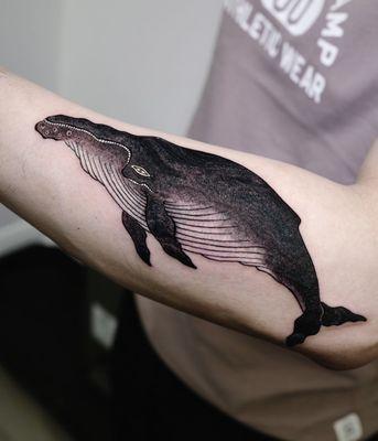 Whale tattoo done by guest artist- @jaya_oriental