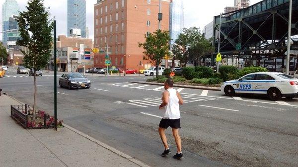 PO Ozuna parked the wrong way and after that moved the wrong way on a busy intersection in Queens.