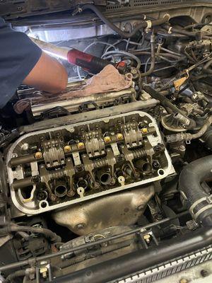 Honda accord come in for a timing belt/ water pump 100k service , also with Valve adjustment which it recommended as well.