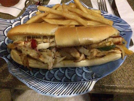 Chicken cheesesteak and fries at the Harbor Grill. Not on the menu but worth asking about