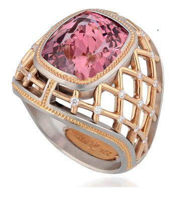 Lotus Garnet in Platinum & Rose Gold