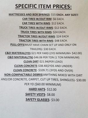 PRICES FOR THE LANDFILL!