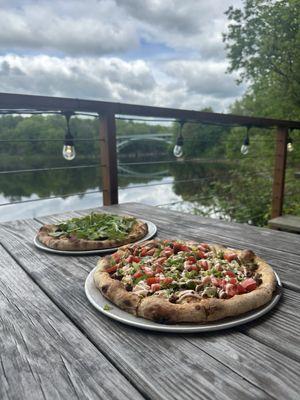 Fig pizza and bacon cheeseburger pizza