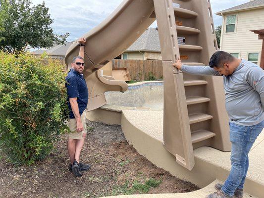 Where the slide was supposed to be place correctly but not enough cement.