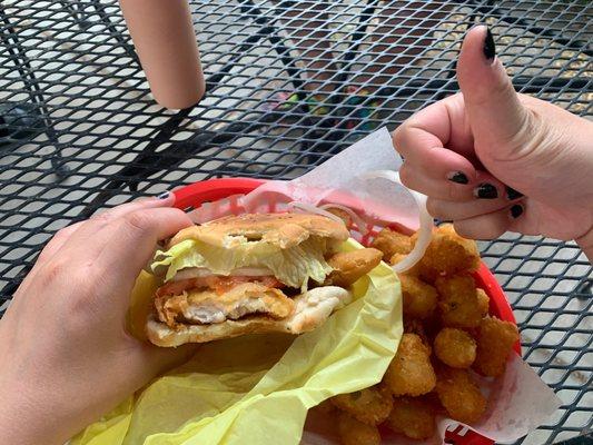 5 stars for the fish burger and tots